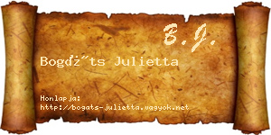 Bogáts Julietta névjegykártya